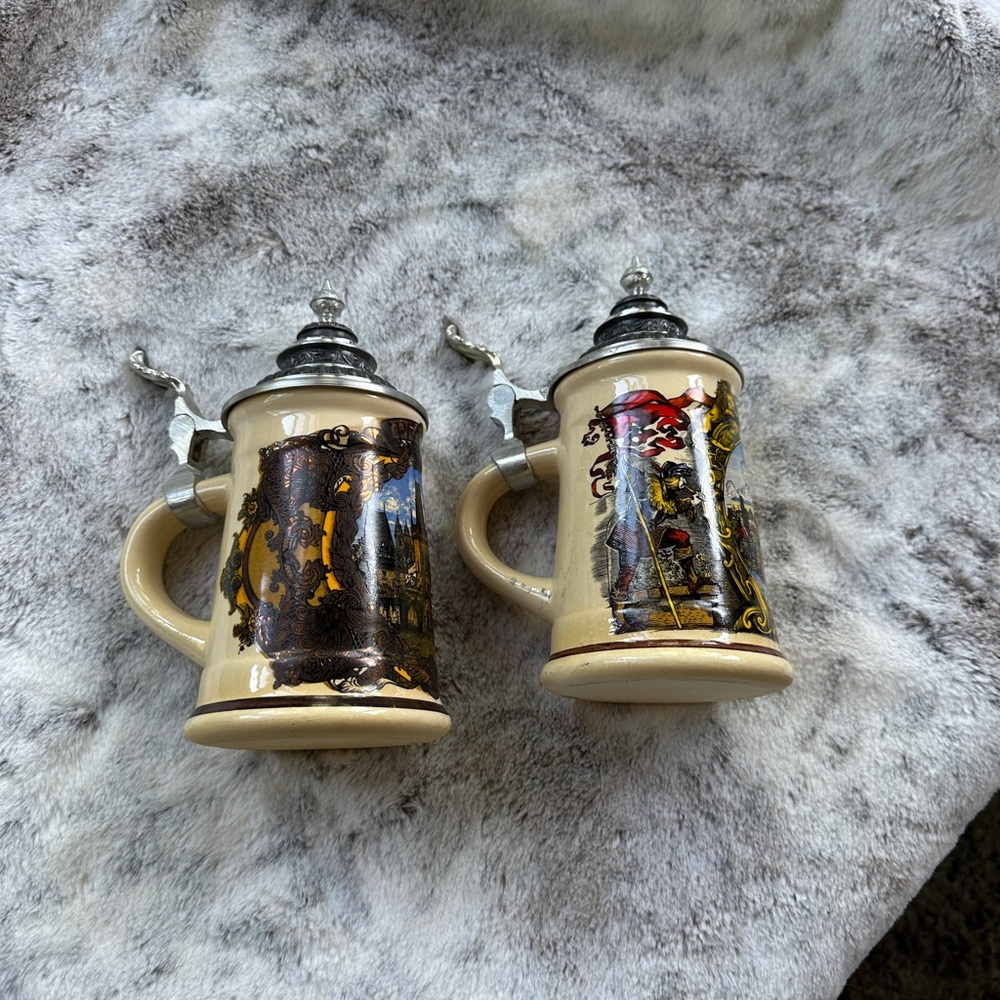 Ceramic Beer Steins with Metal Lids
